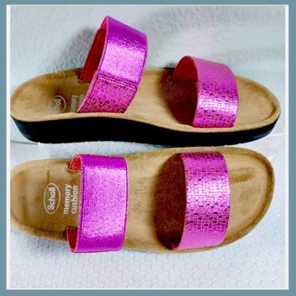 Dr. Scholl's Metallic Pink Slides, Metallic Pink Slides Size 38 / 7.5 - Picture 4 of 8
